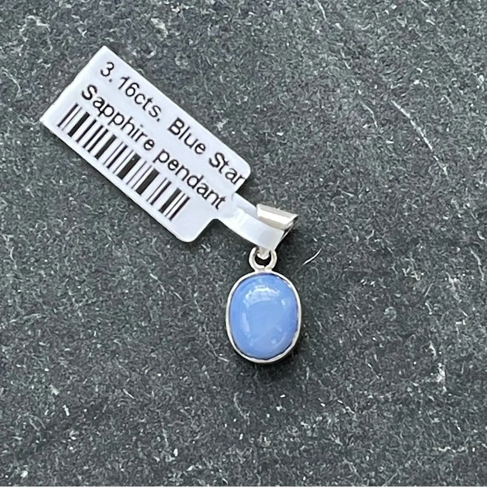 Elegant Sterling Silver 925 Blue Star Sapphire Pendant - Picture 3 of 11